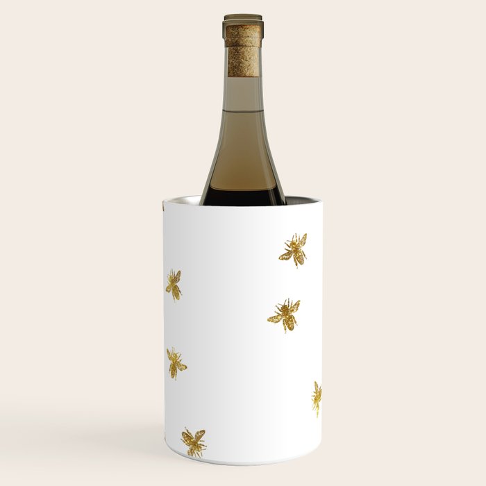 Gold Glitter Bees Pattern Wine Chiller