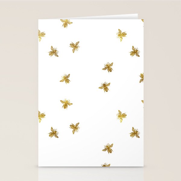 Gold Glitter Bees Pattern Stationery Card Gallery Image 2