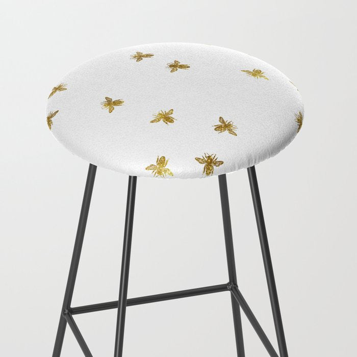 Gold Glitter Bees Pattern Stool Gallery Image 2