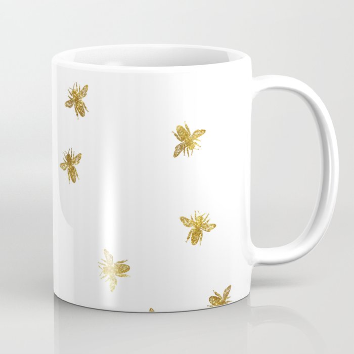 Gold Glitter Bees Pattern Coffee Mug Gallery Image 1
