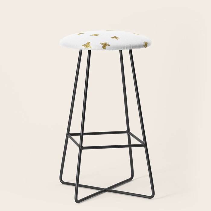 Gold Glitter Bees Pattern Stool Gallery Image 1
