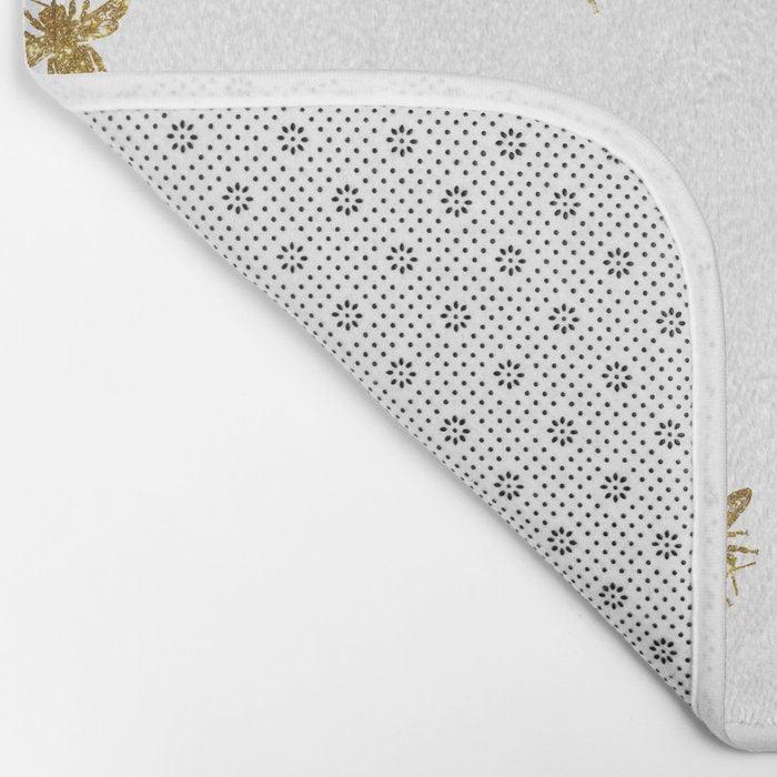Gold Glitter Bees Pattern Bath Mat Gallery Image 2
