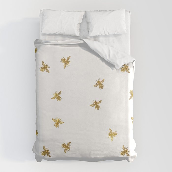 Gold Glitter Bees Pattern Duvet Cover Gallery Image 6