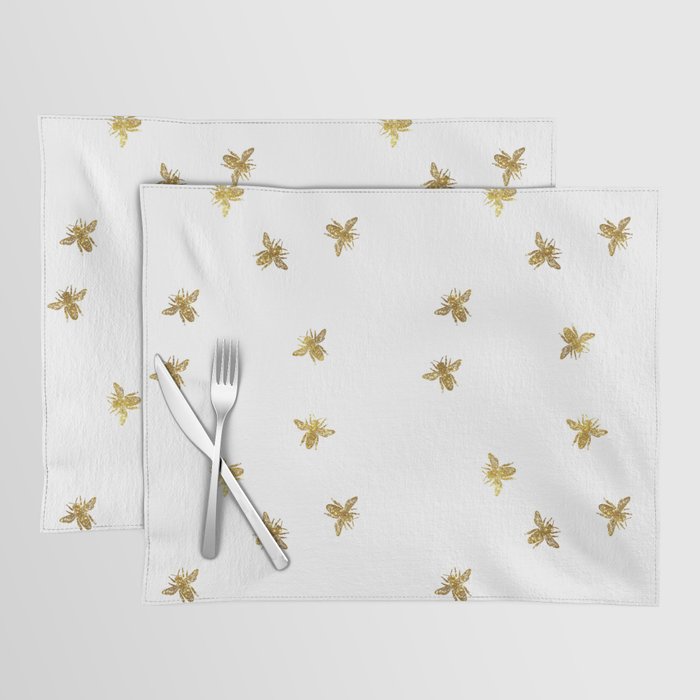 Gold Glitter Bees Pattern Placemat Gallery Image 1
