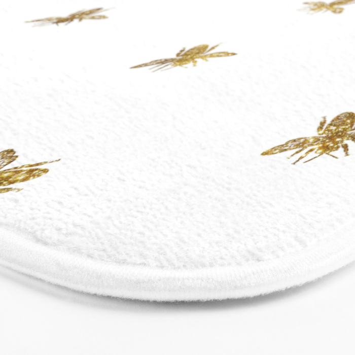 Gold Glitter Bees Pattern Bath Mat Gallery Image 3