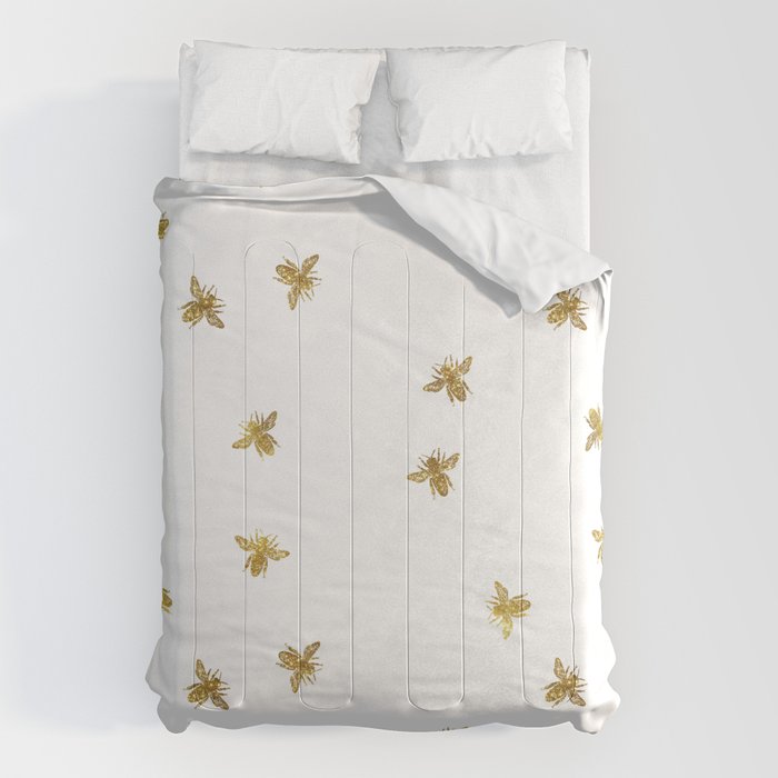 Gold Glitter Bees Pattern Comforter Gallery Image 6