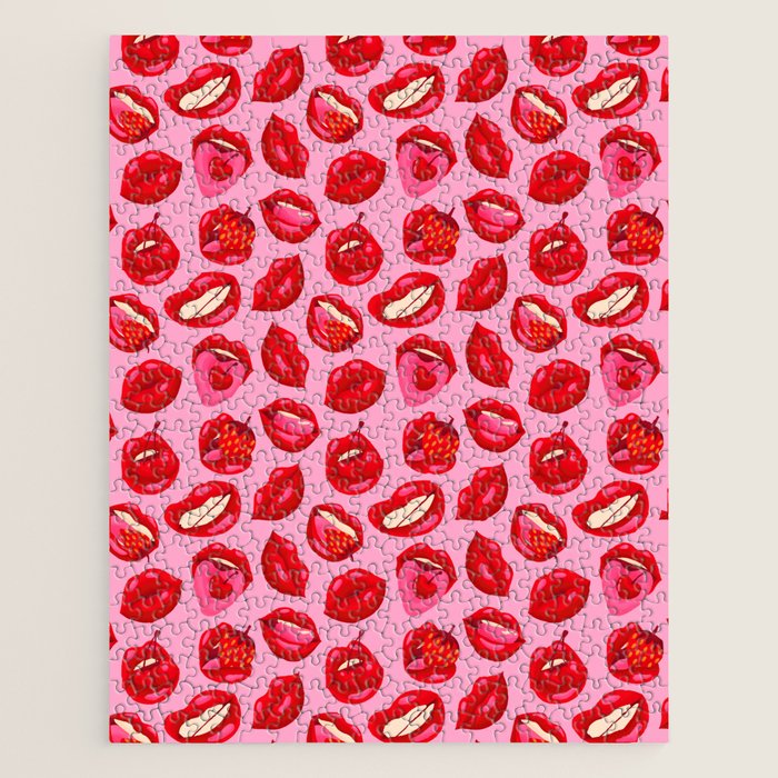 Fruity & Flirty Pattern on Light Pink Jigsaw Puzzle Gallery Image 1