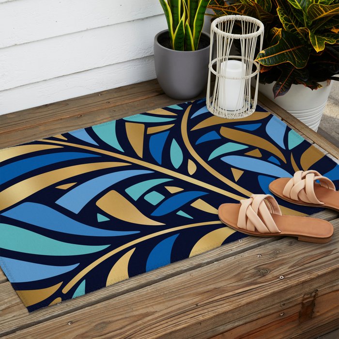 Decorative Floral Leaf Outdoor Rug Gallery Image 2