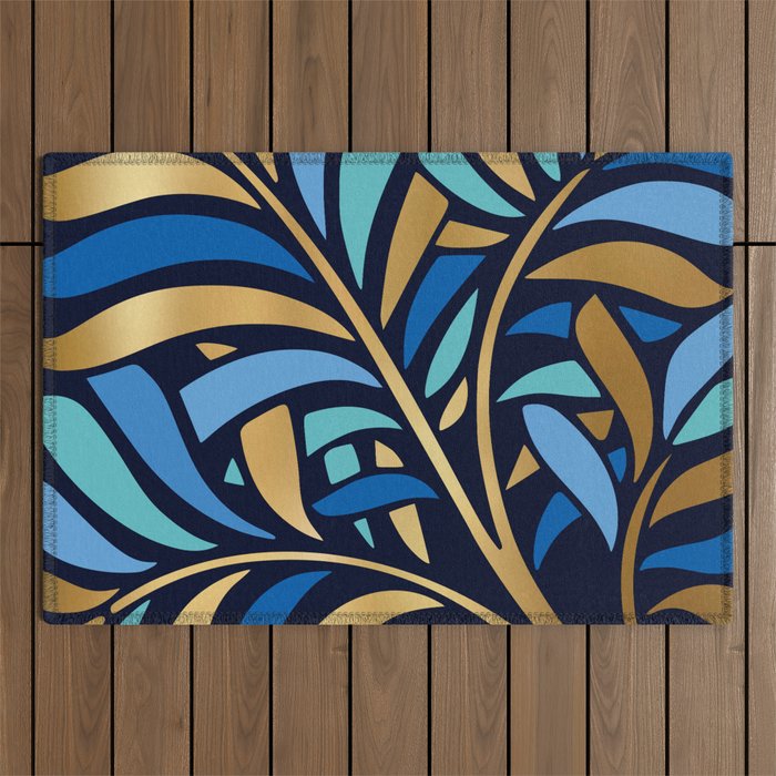 Decorative Floral Leaf Outdoor Rug Gallery Image 1