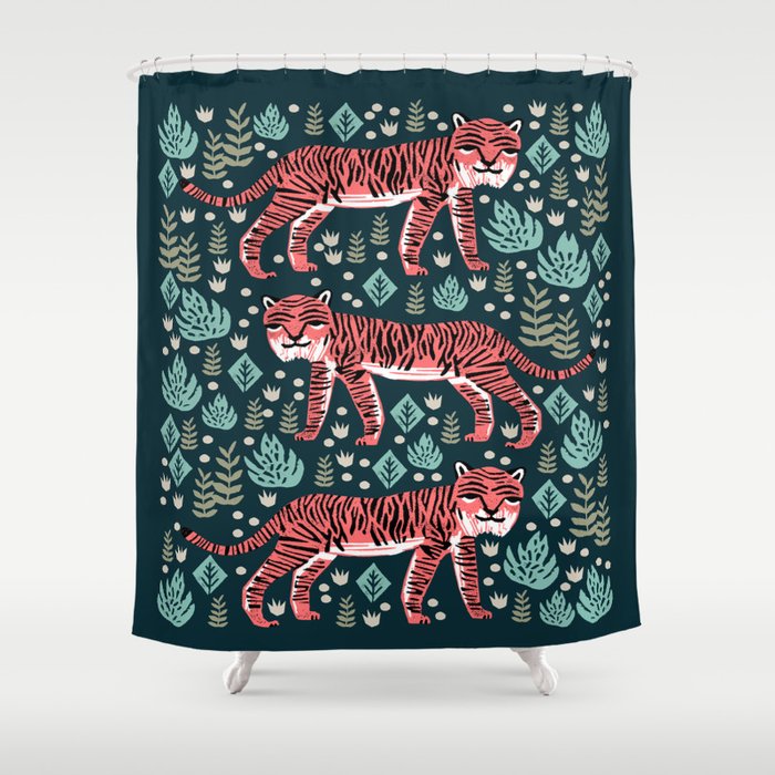 Safari Tiger by Andrea Lauren  Shower Curtain Gallery Image 1