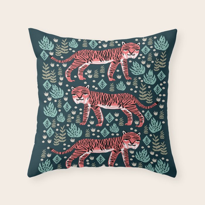 Safari Tiger by Andrea Lauren  Throw Pillow