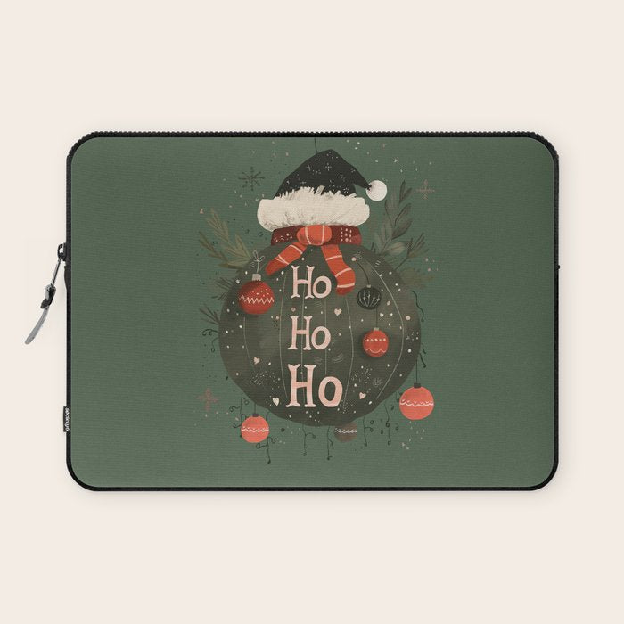 Festive Ho Ho Ho Bauble Green  Laptop Sleeve Gallery Image 1