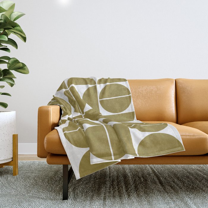 Mid Century Modern Geometric 04 Flat Gold Throw Blanket Gallery Image 1