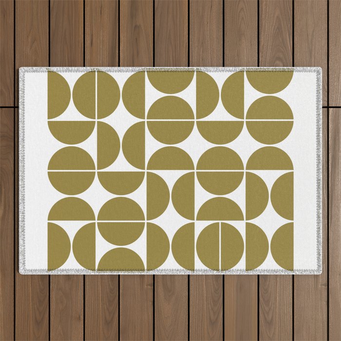 Mid Century Modern Geometric 04 Flat Gold Outdoor Rug Gallery Image 1