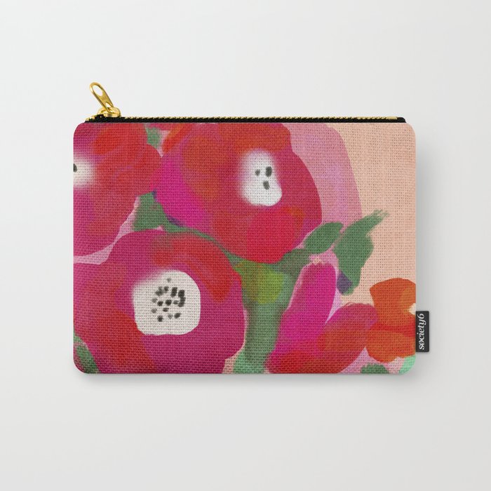 Red Pink Abstract Minimal Floral Carry All Pouch Gallery Image 1