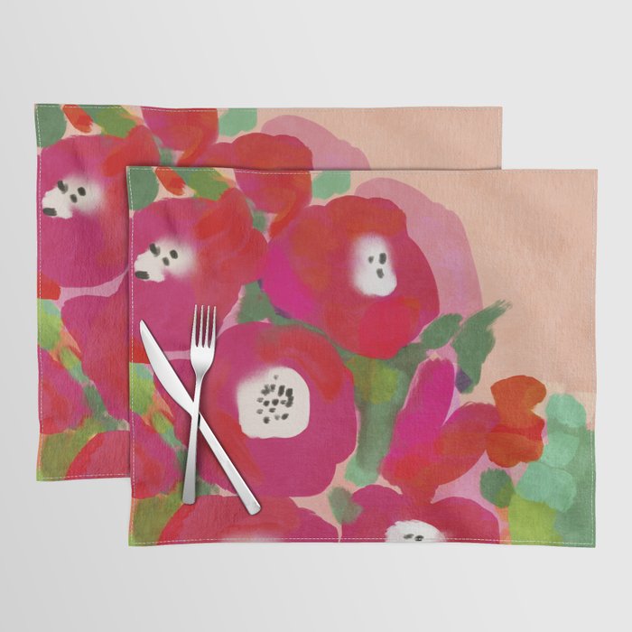 Red Pink Abstract Minimal Floral Placemat Gallery Image 1