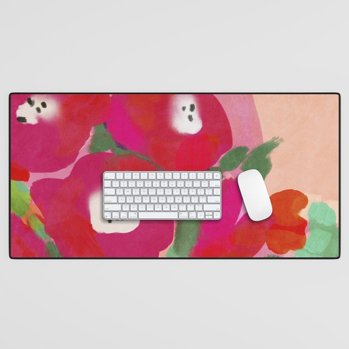 Red Pink Abstract Minimal Floral Desk Mat Gallery Image 1