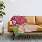 Red Pink Abstract Minimal Floral Throw Blanket Gallery Image 1