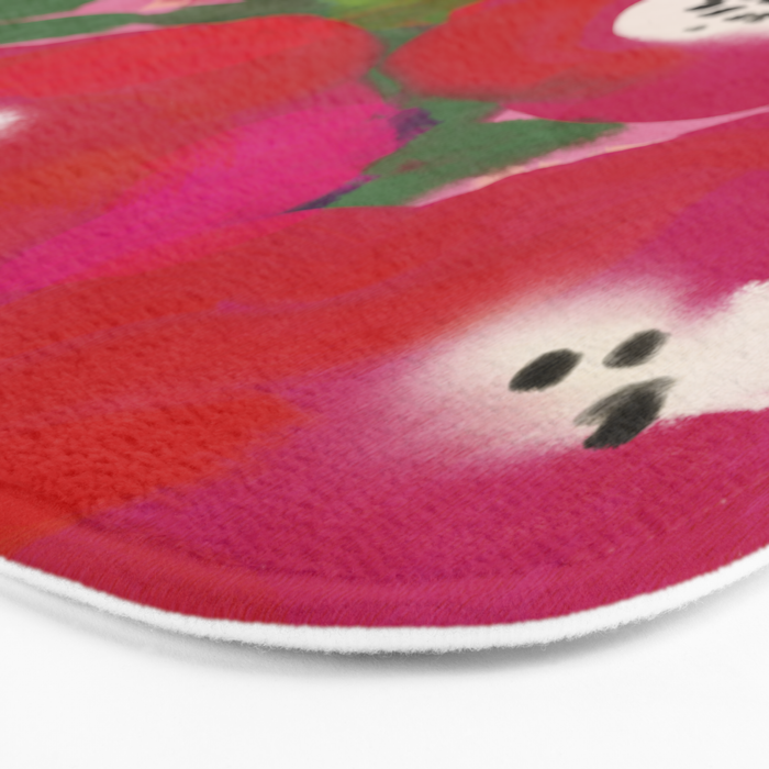 Red Pink Abstract Minimal Floral Bath Mat Gallery Image 3
