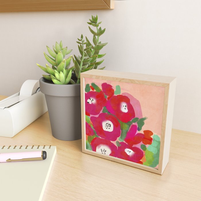 Red Pink Abstract Minimal Floral Mini Art Print Gallery Image 2