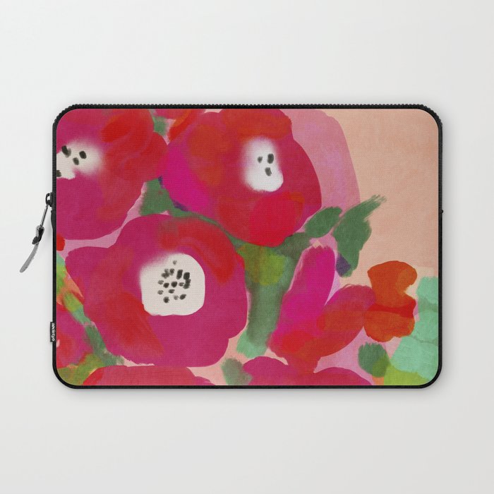 Red Pink Abstract Minimal Floral Laptop Sleeve Gallery Image 1