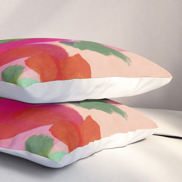 Red Pink Abstract Minimal Floral Pillow Sham Gallery Image 3