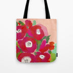 Red Pink Abstract Minimal Floral Tote Bag Gallery Image 1