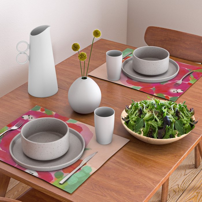 Red Pink Abstract Minimal Floral Placemat Gallery Image 2