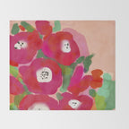 Red Pink Abstract Minimal Floral Throw Blanket Gallery Image 2