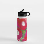 Red Pink Abstract Minimal Floral Water Bottle Gallery Image 1