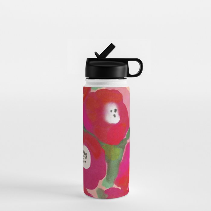 Red Pink Abstract Minimal Floral Water Bottle Gallery Image 1
