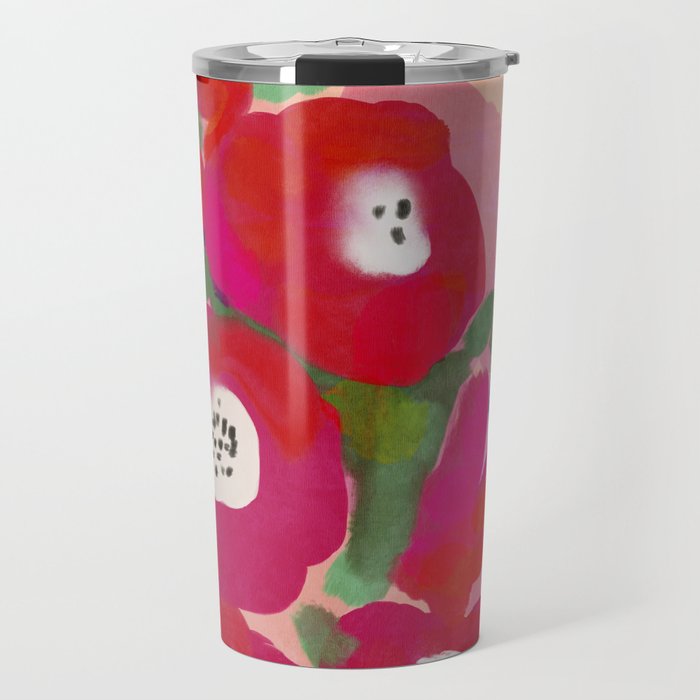 Red Pink Abstract Minimal Floral Travel Mug Gallery Image 1