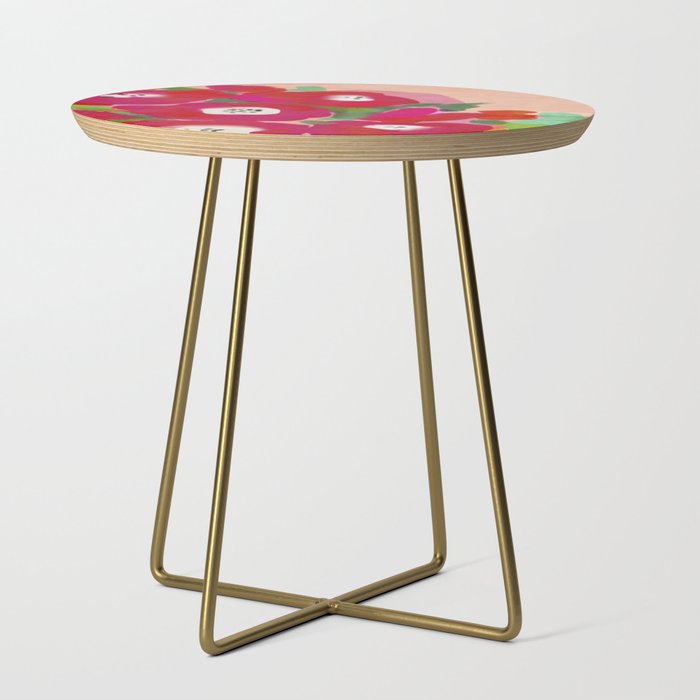 Red Pink Abstract Minimal Floral Side Table Gallery Image 1