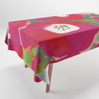 Red Pink Abstract Minimal Floral Tablecloth Gallery Image 1