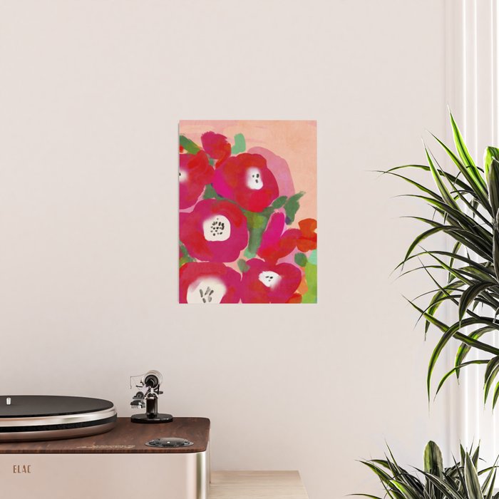 Red Pink Abstract Minimal Floral Poster Gallery Image 2