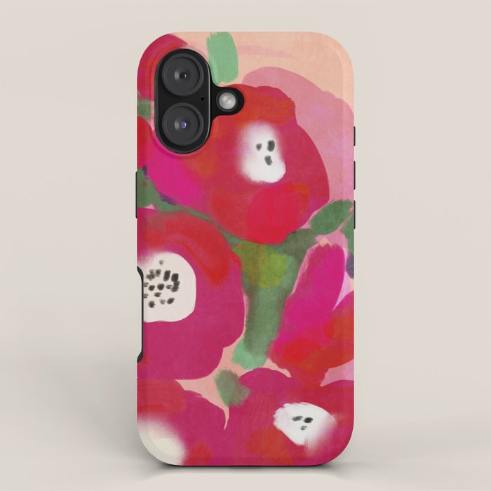 Red Pink Abstract Minimal Floral iPhone Case Gallery Image 1