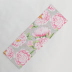 Hygge Blush Pink Peonies Pattern On Gray Yoga Mat Gallery Image 1