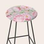 Hygge Blush Pink Peonies Pattern On Gray Stool Gallery Image 2
