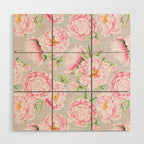 Hygge Blush Pink Peonies Pattern On Gray Wood Wall Art Gallery Image 1