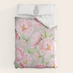 Hygge Blush Pink Peonies Pattern On Gray Duvet Cover Gallery Image 6