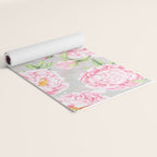 Hygge Blush Pink Peonies Pattern On Gray Yoga Mat Gallery Image 2