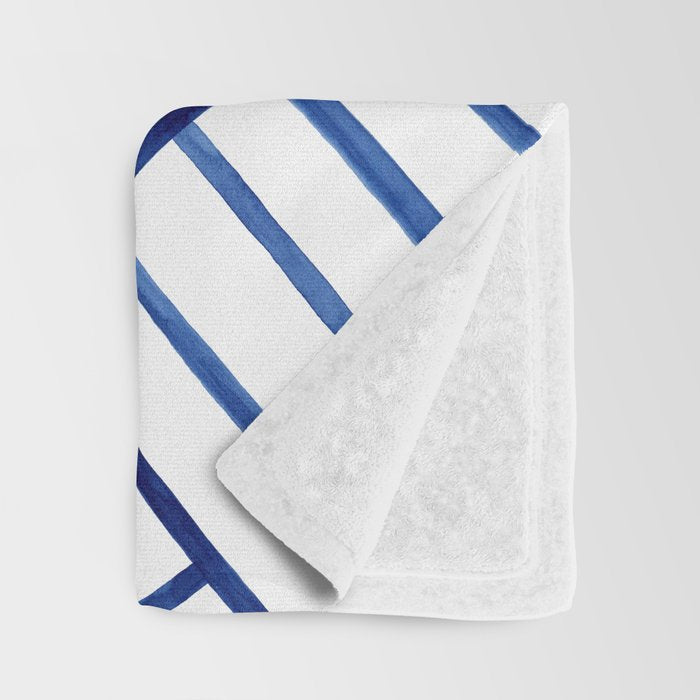 Watercolor lines pattern | Navy blue Throw Blanket Gallery Image 3
