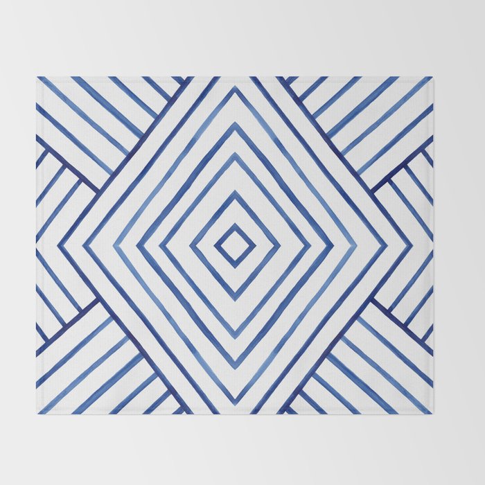 Watercolor lines pattern | Navy blue Throw Blanket Gallery Image 2