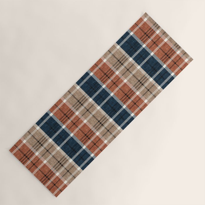 fall plaid - navy, orange & tan Yoga Mat Gallery Image 1