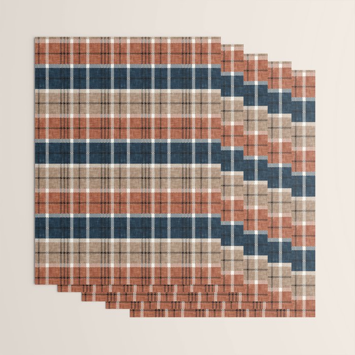 fall plaid - navy, orange & tan Wrapping Paper Gallery Image 3