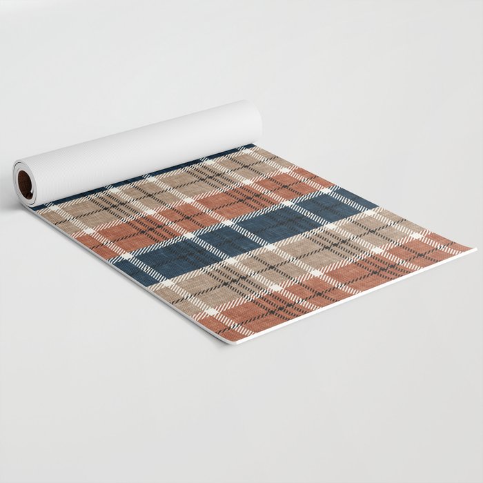 fall plaid - navy, orange & tan Yoga Mat Gallery Image 2