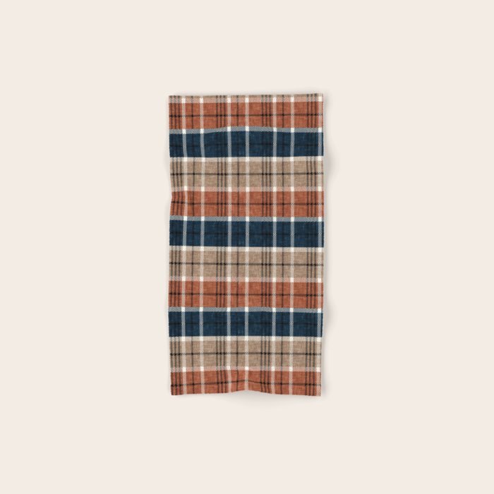 fall plaid - navy, orange & tan Bath Towel Gallery Image 1