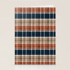 fall plaid - navy, orange & tan Stationery Card Gallery Image 2