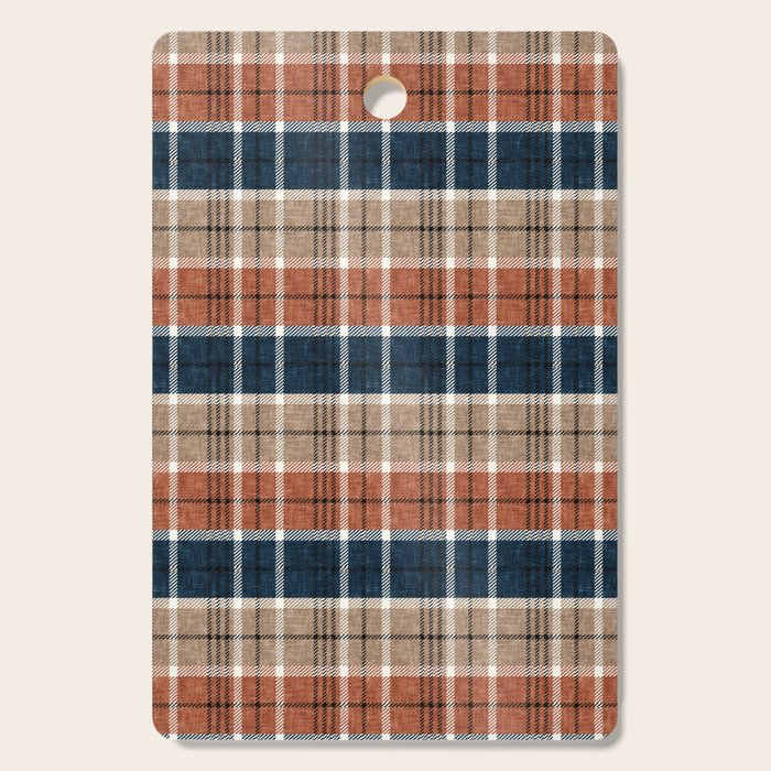 fall plaid - navy, orange & tan Cutting Board Gallery Image 1