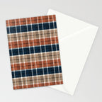 fall plaid - navy, orange & tan Stationery Card Gallery Image 2